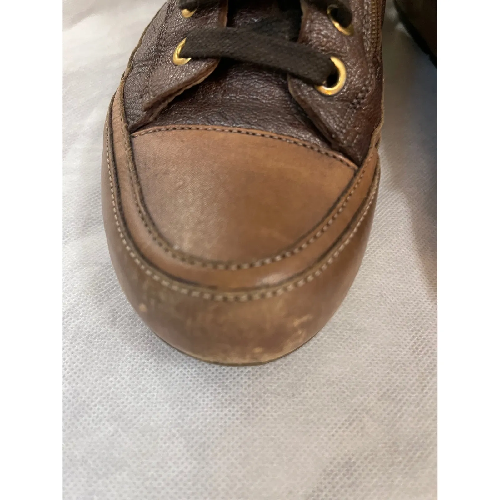 Candice Cooper Womens Lucia Brown Leather Top Zip Sneakers Made in Italy Size 38 - Image 3