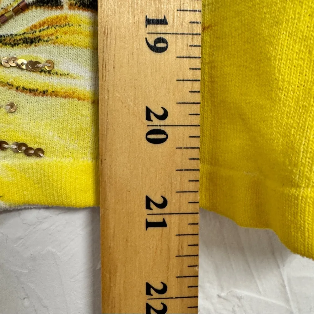 Alberto Makali Yellow Brown Floral Print Beaded Cardigan Sweater Womens S Y2K - Image 4