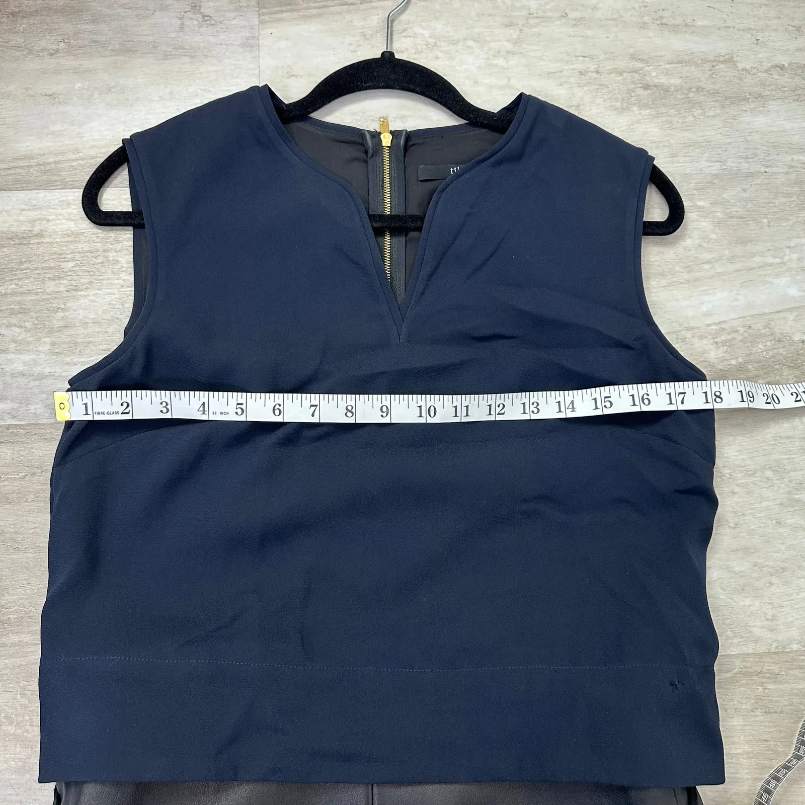 Tibi Lamb Leather Navy & Black Mini Sheath Dress Women’s Size 6 - Image 8