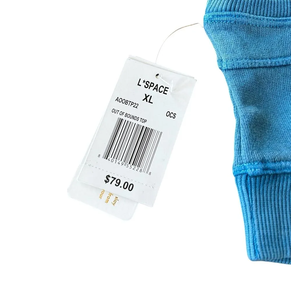 L*Space Active XL Out Of Bounds Crop Top Blue‎ 100% Cotton Lounge Racerback - Image 2