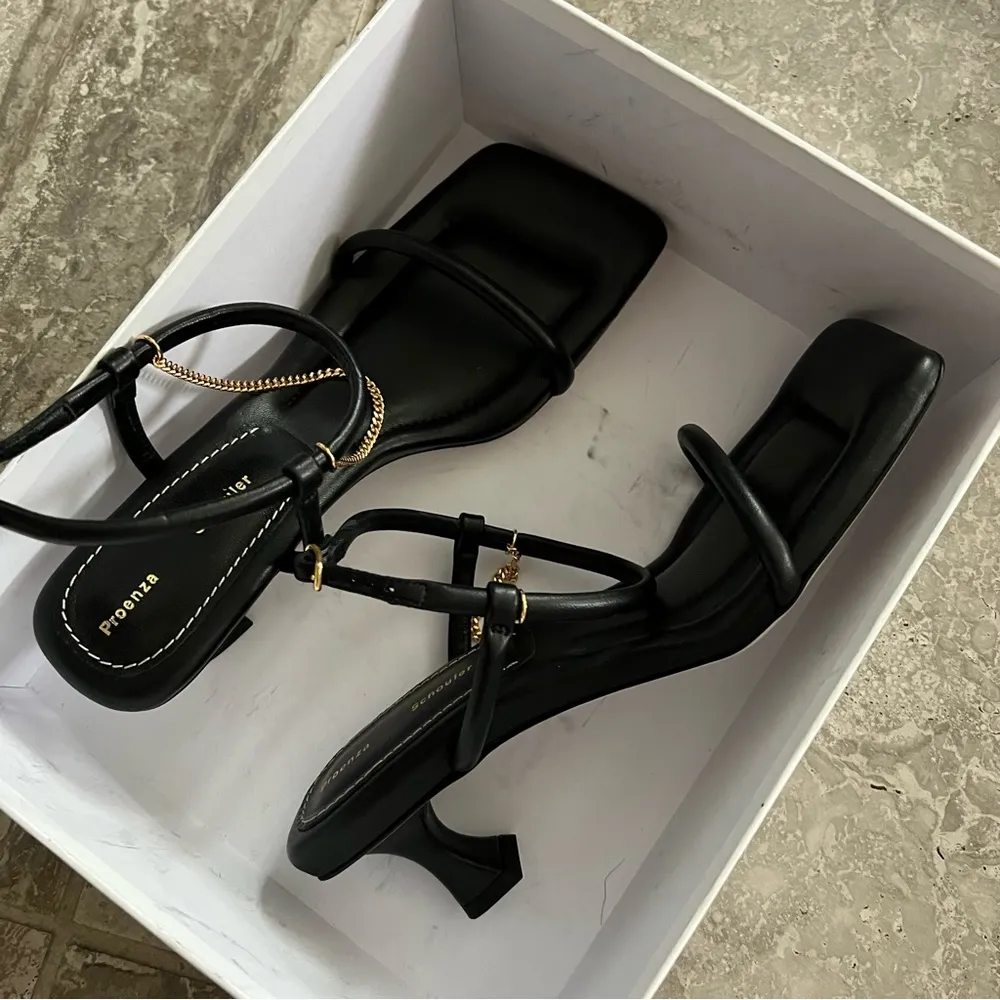 Proenza Schouler Square Padded Chain Sandals, Black Gold Size EU 40 New in Box - Image 5