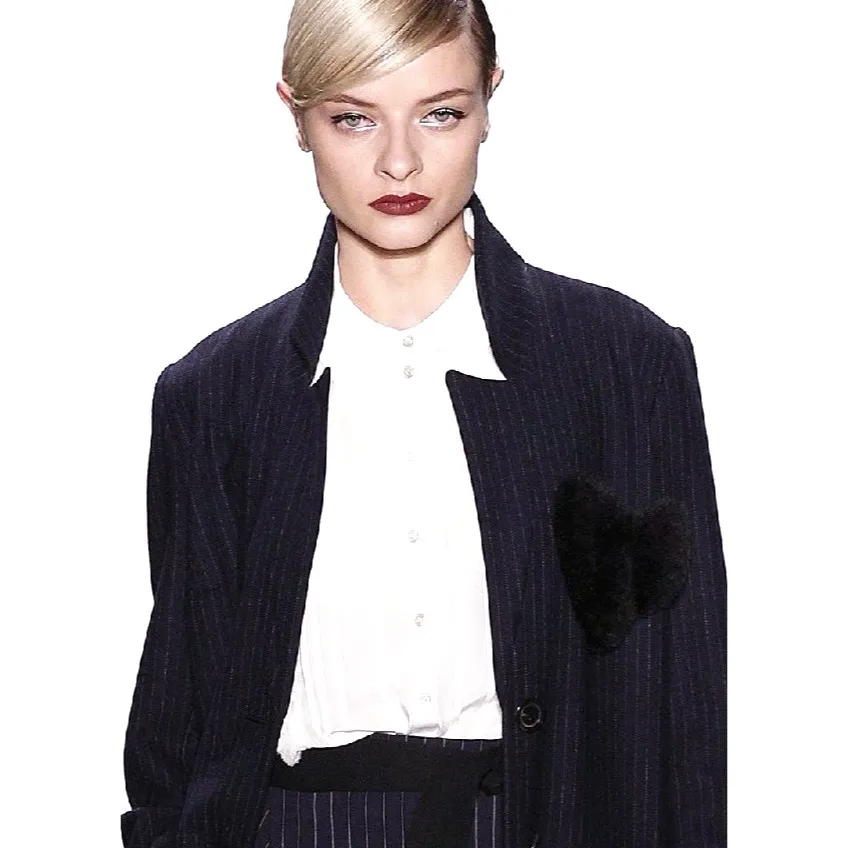 NEW Marissa Webb Jacob Pinstripe Heart Overcoat Blue - Image 3
