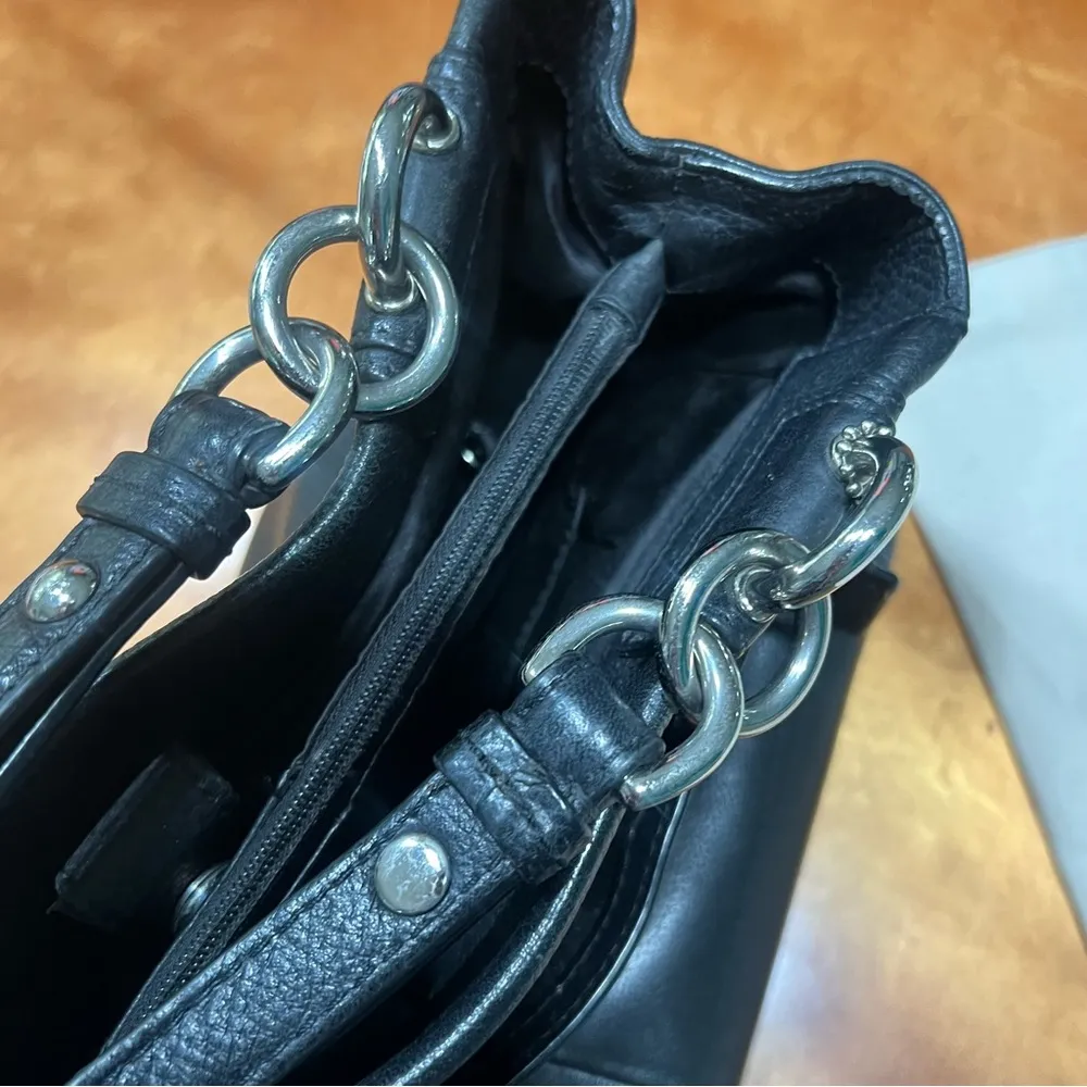 Coach Penelope Carryall Black Pebbled Leather Shoulder Bag silver Turnlock - Image 4