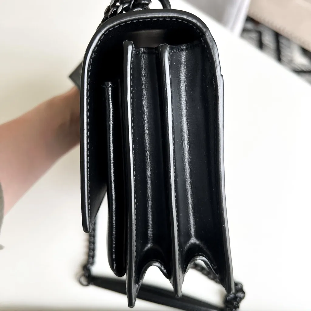 New YSL Saint Laurent Sunset Medium Monogram Crossbody Bag in All Black - Image 4