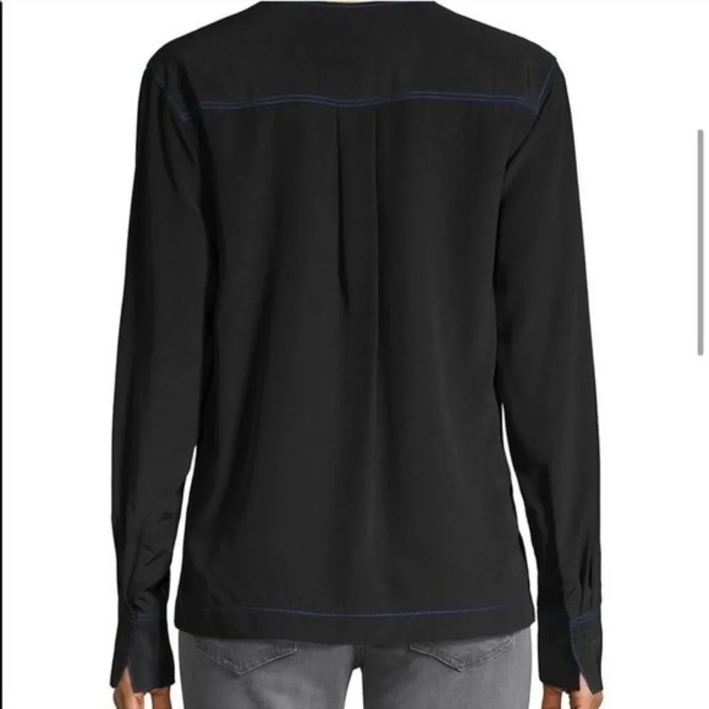 Rag & Bone Shields Silk Blouse Black Top XXS - Image 9
