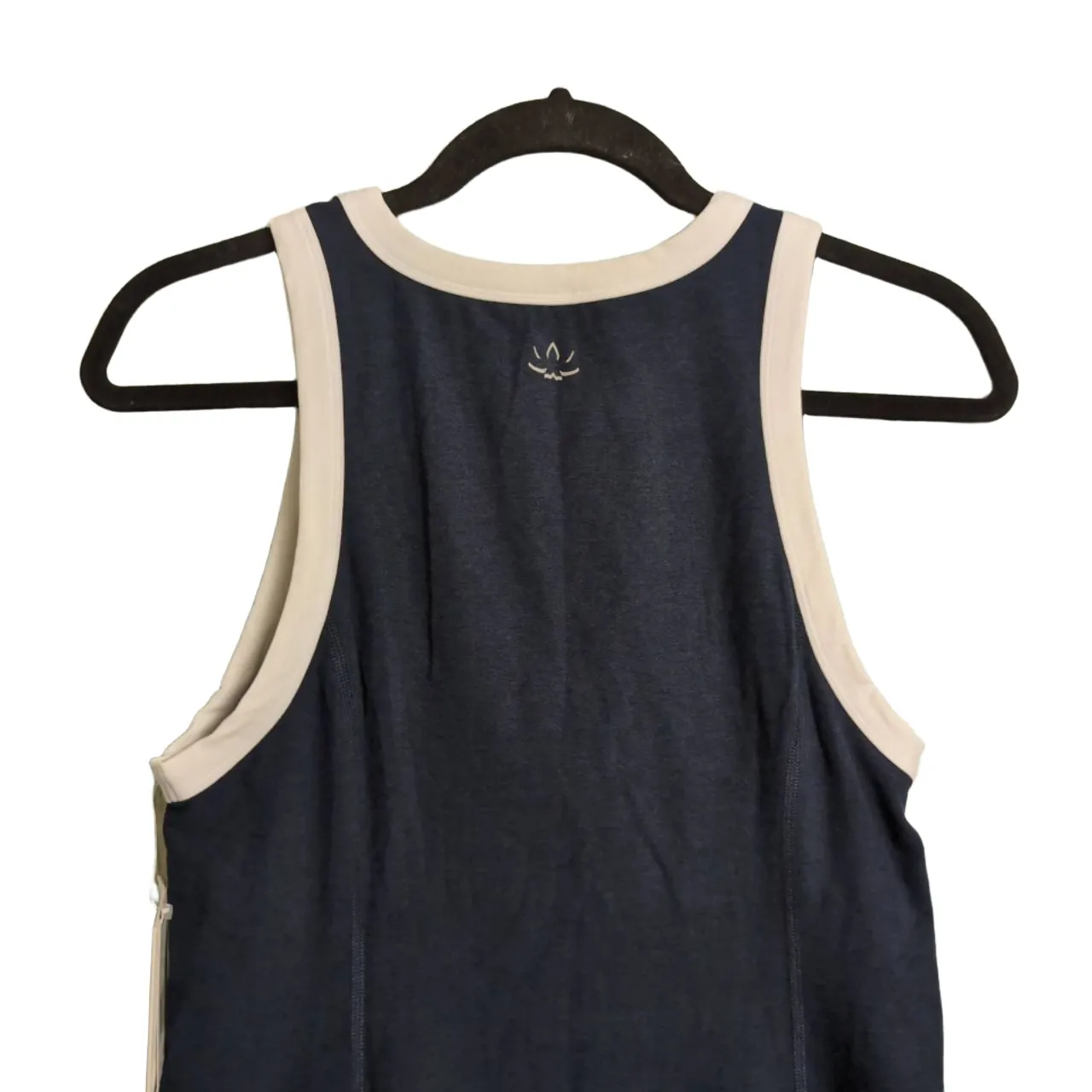 NWT Beyond Yoga Navy Off White Spacedye Built In Bra Sleeveless A Line Dress S - Image 4