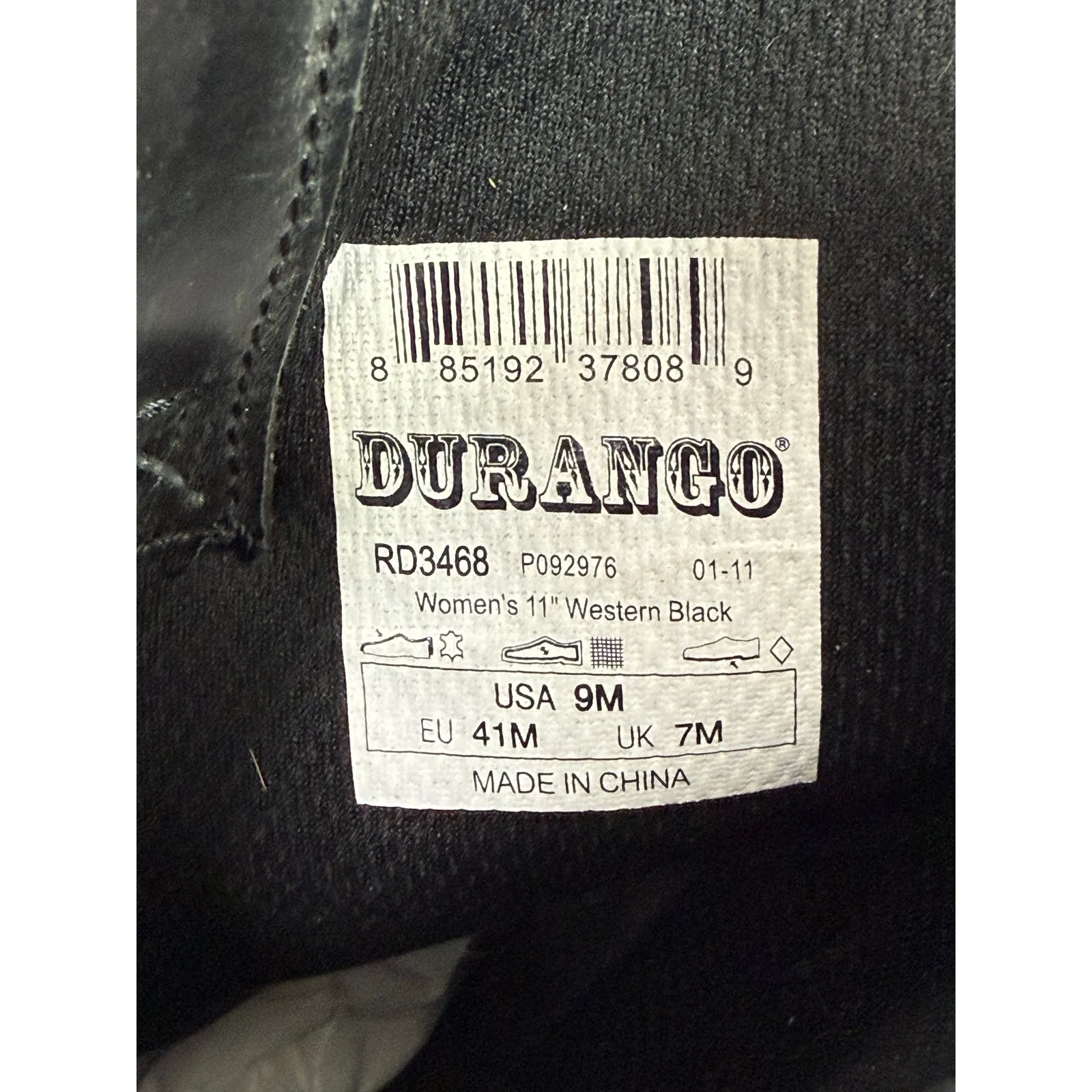 Durango Black Cowboy Boots Women's Size 9 Western Round Toe Spur Ledge - Image 7