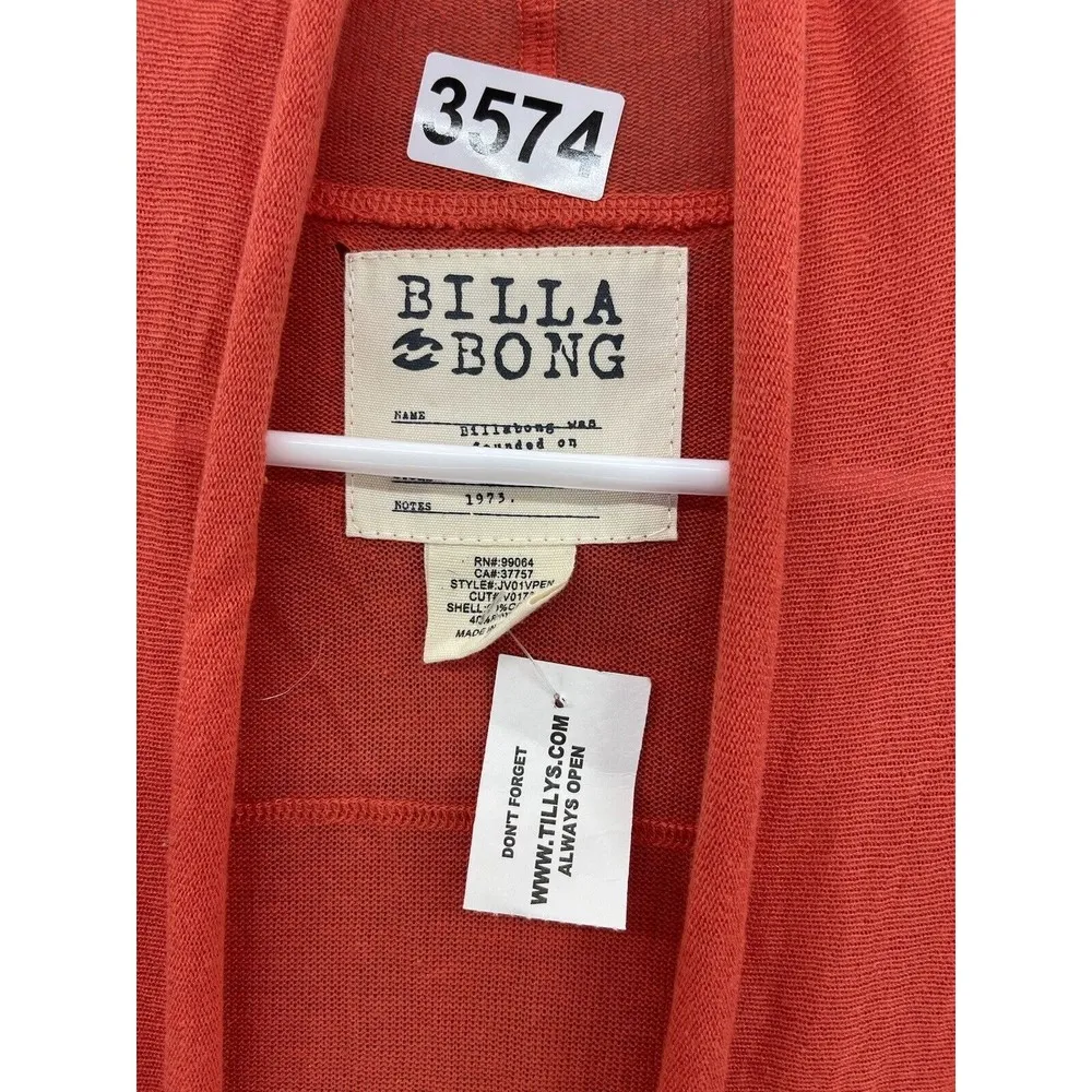 BillaBong Women's Open Front Cardigan Solid Orange Size Small Thin Long Sleeve - Image 13