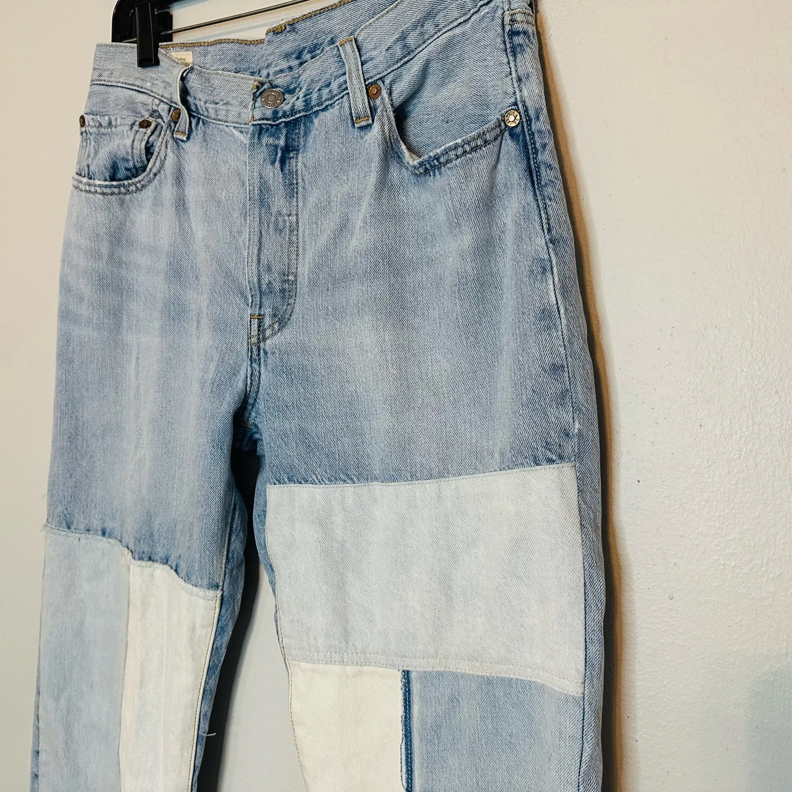 LEVIS 501 Denim Patchwork Four Button Fly Cargo Jeans Size W28 L 30 - Image 3