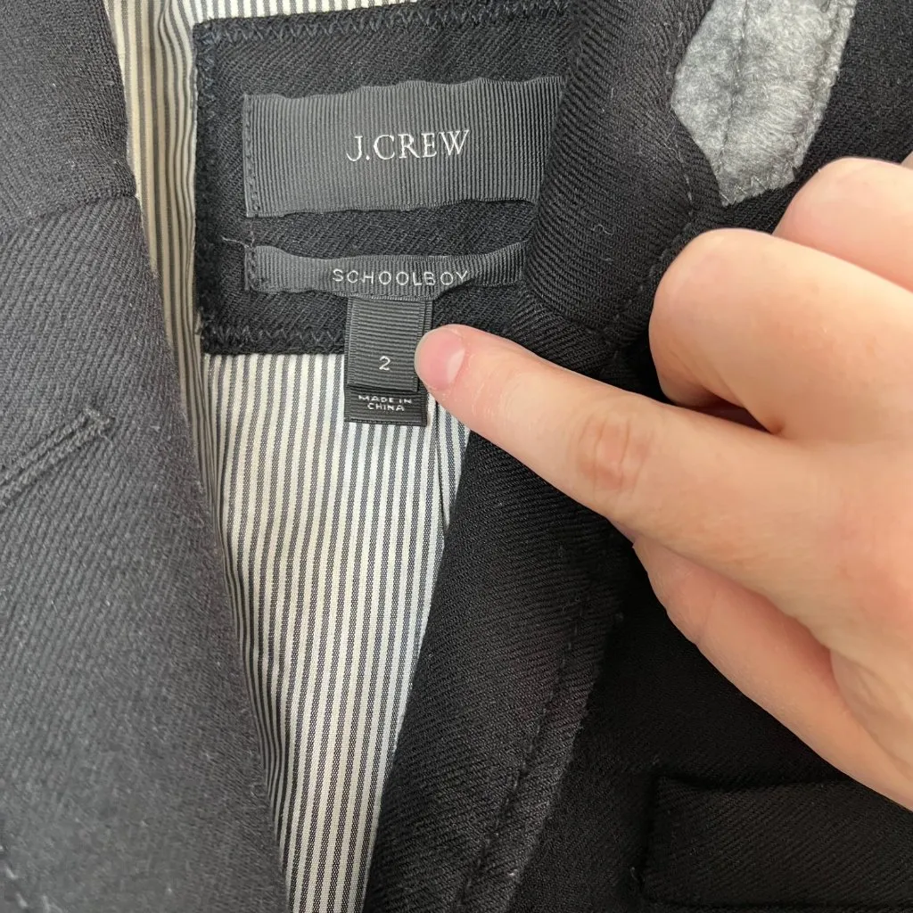 J. Crew Womens Black Preppy Wool Schoolboy Blazer Size 2 - Image 3