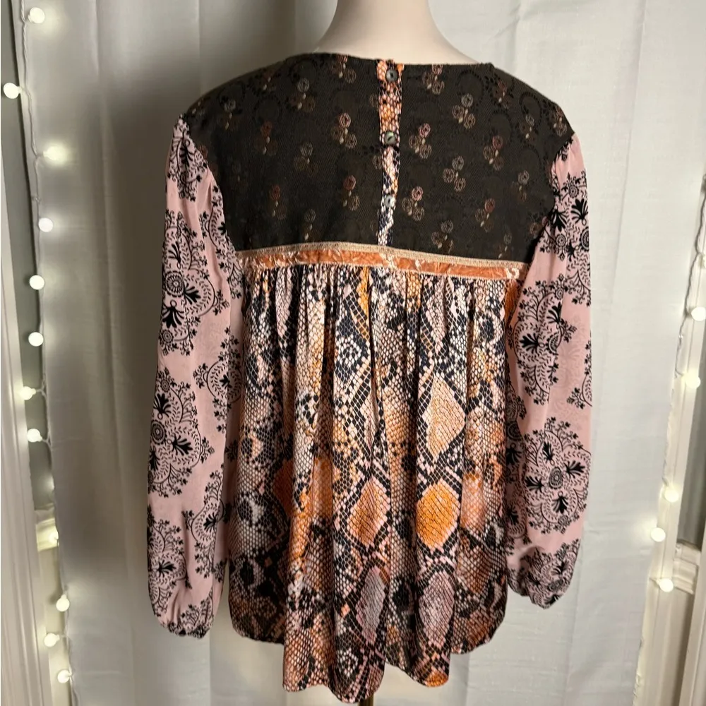 Ivy Jane Orange Brown Boxy Bib Collar Blouse - Image 2