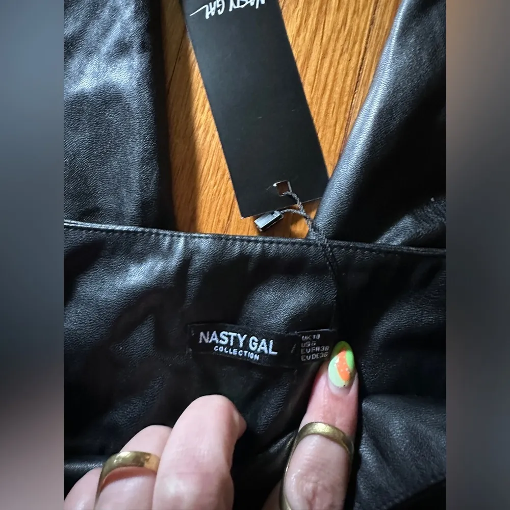Nasty Gal Black Skinny Faux Leather Trousers, Size 8, NWT - Image 3