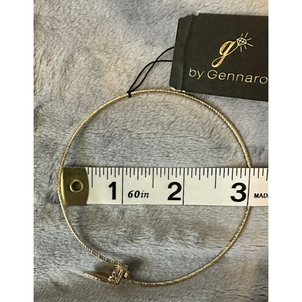 Gold Tone Clear Rhinestone Leaf Open Slim Bangle Bracelet Minor Flaw One Size - Image 3