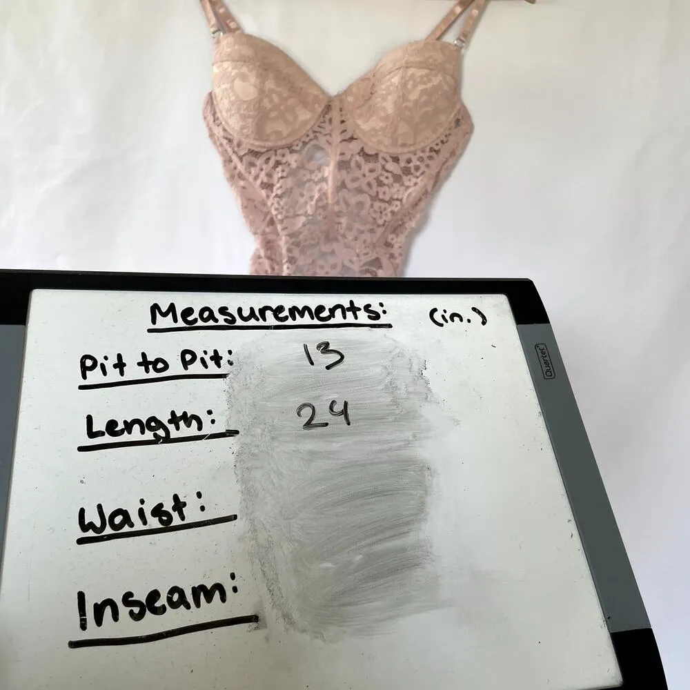 Pink lace lingerie teddy padded cups full coverage women's size XS - Image 6