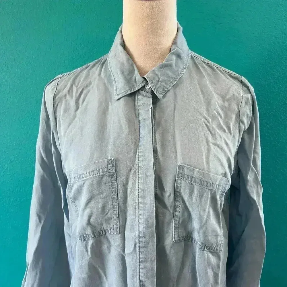 Splendid Blue Lyocell Light Wash Blue Button-Down Soft Denim Shirt Size S - Image 2