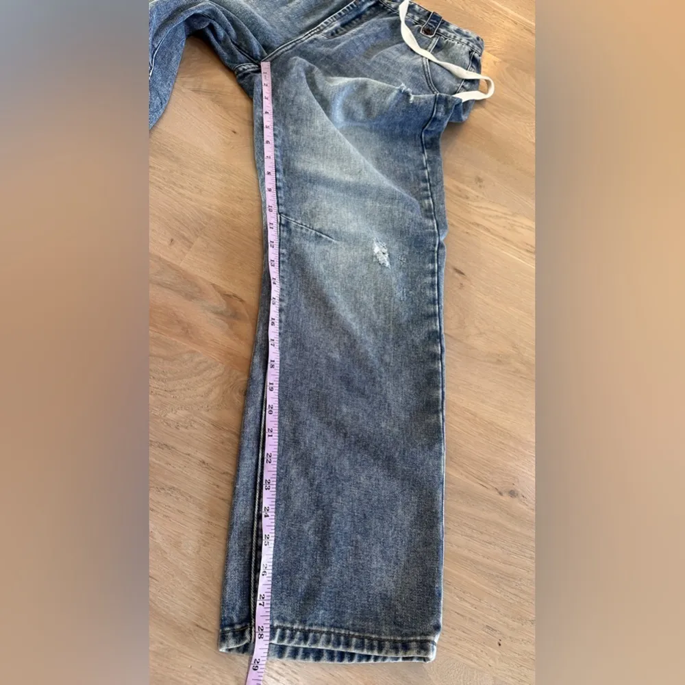 Bluivy drawstring boyfriend distressed jeans size large NWT Blue - Image 6