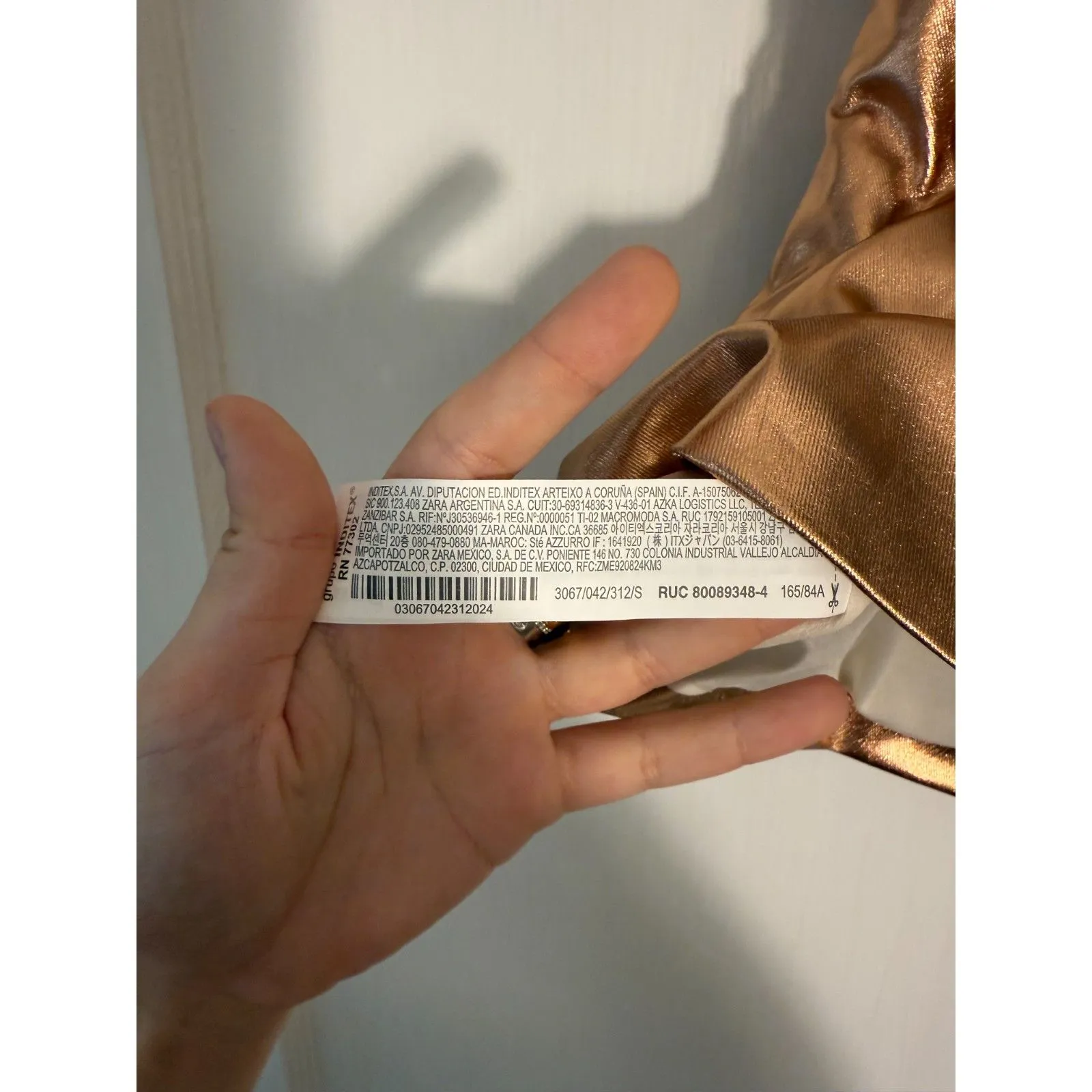 Zara Copper Rose Gold Metallic Strapless Top Size Small - Image 8