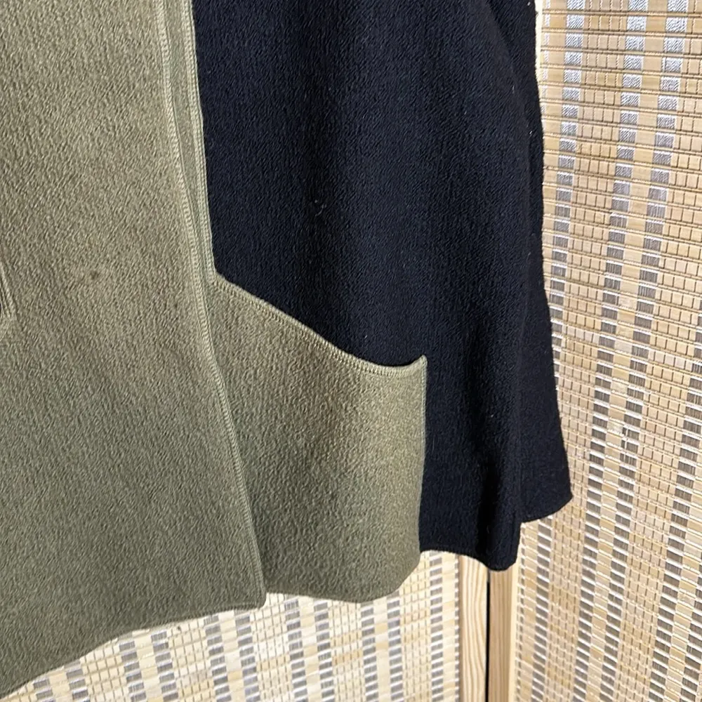 South Wool Vintage 1990s Y2K 100% Wool Olive Green Black Cardigan Sweater Large - Image 7