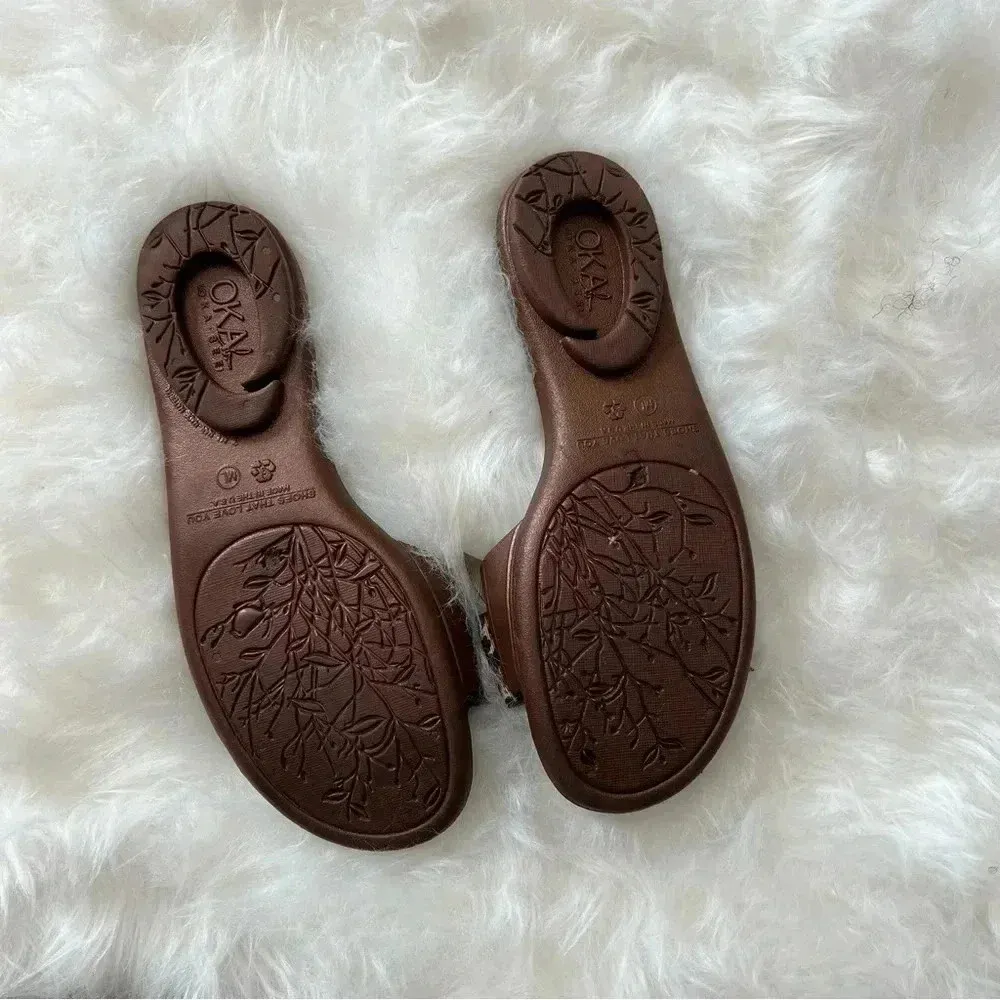 OKA b women’s sandals medium leopard bow Gold Size undefined - Image 3