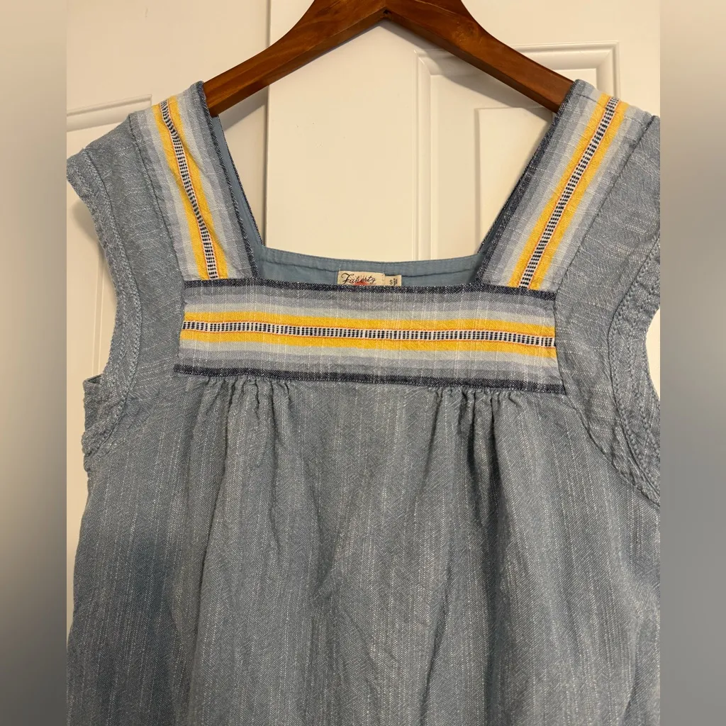 FAHERTY Hailee Stripe Trim Shift Dress In Indigo Ombre Stripe Size Small - Image 6