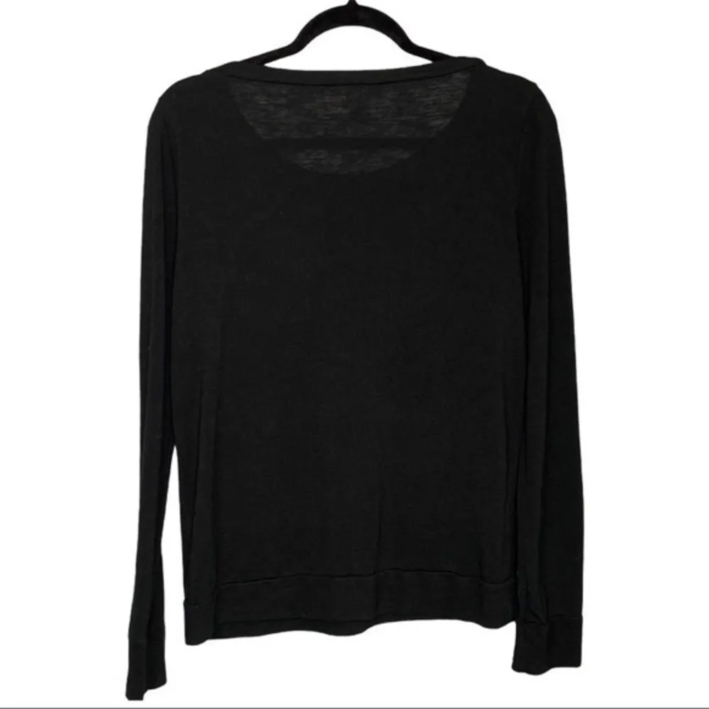 Victoria’s Secret Black LOVE Sweatshirt Silver Embroidered Logo Burnout Top S - Image 5