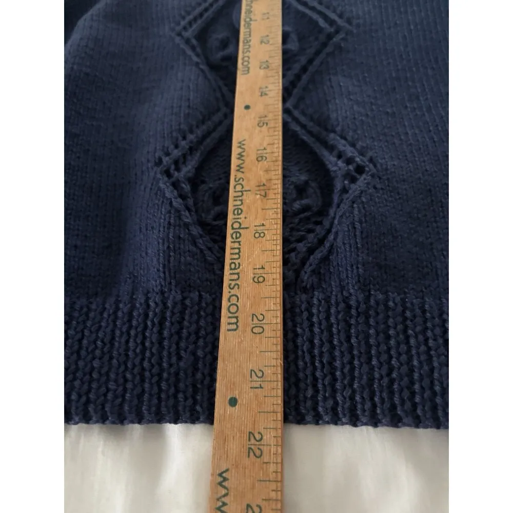 Vintage Mark Shale Sweater Size Medium Blue Wool Turtleneck Hand Knitted Tulips - Image 6