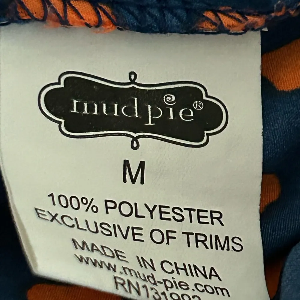 Mud Pie  Long Sleeve Dot Blouse Blue Orange Size M - Image 8