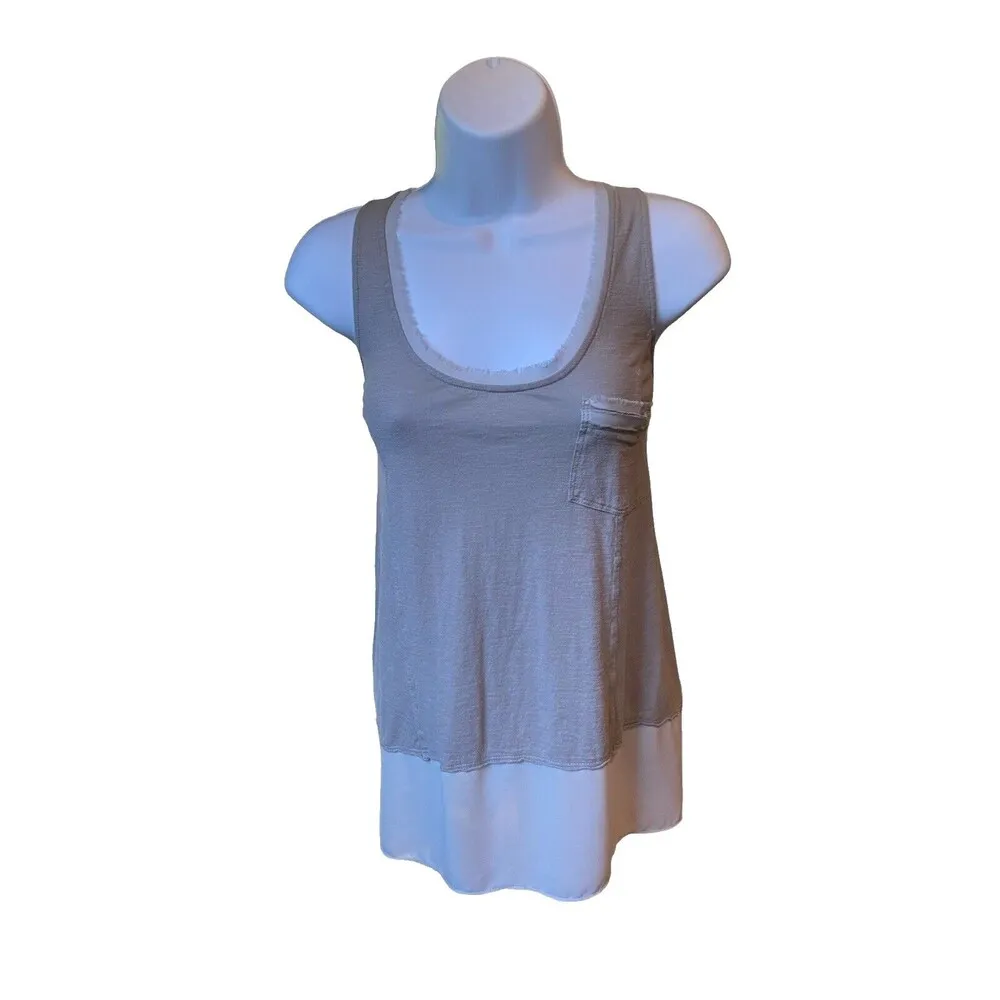 Pure + Good Top Tank Tunic Women's S   2 tone Gray Fray detail EUC - Image 13