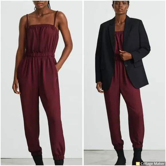 Everlane The Party-Of-One Jumpsuit Oxblood Burgundy Women's Size S - Image 2
