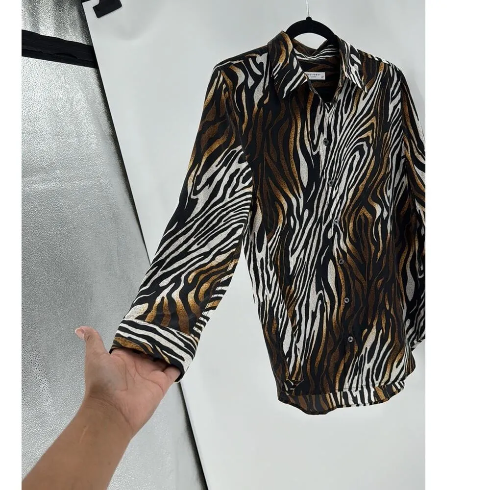 EQUIPMENT Reese Clean Zebra Print Silk Shirt Blouse bold statement versatile - Image 6