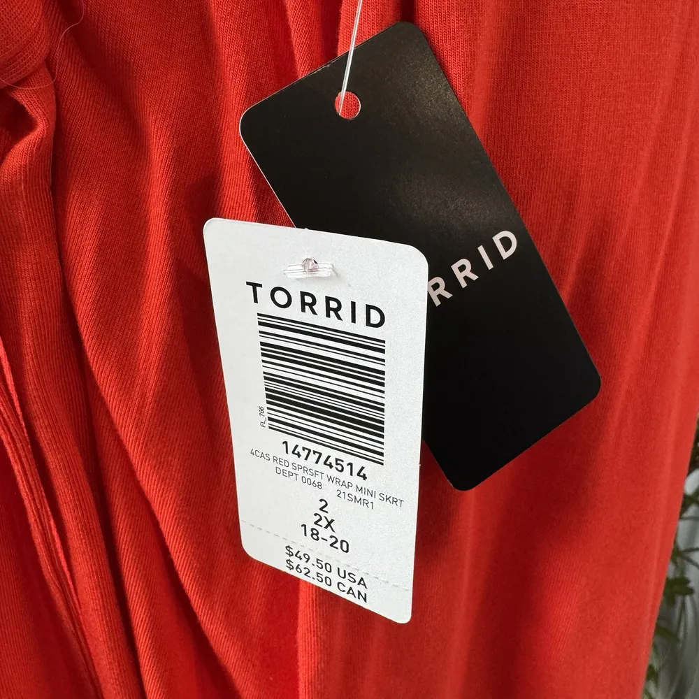 NWT Torrid Orange Faux Wrap Pencil Skirt Super Soft Knits Size 2 Vacation‎ Beach - Image 3