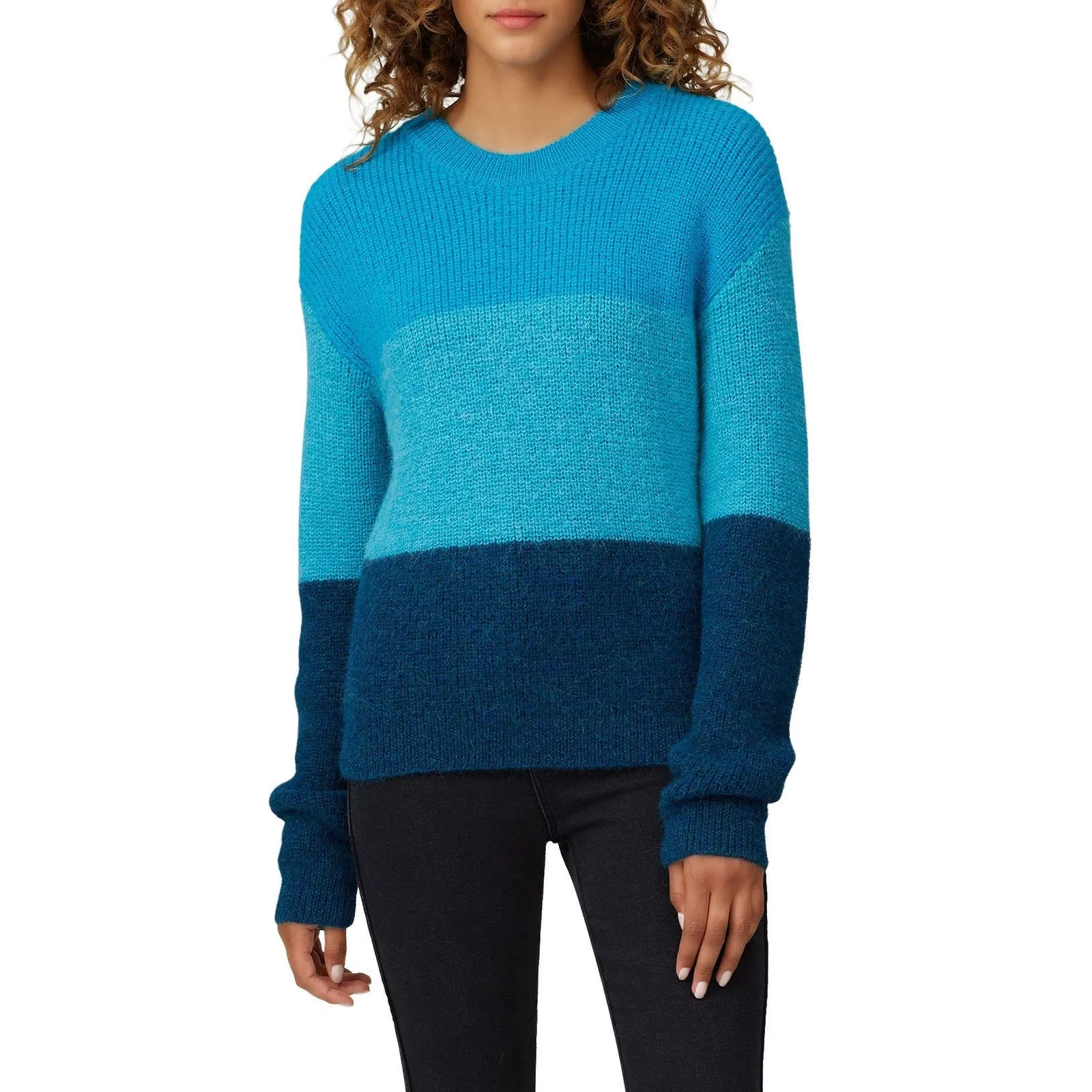 VEDA Blue Ombre Striped 100% Alpaca Wool Long Sleeve Ranch Road Sweater sz M Size M - Image 9