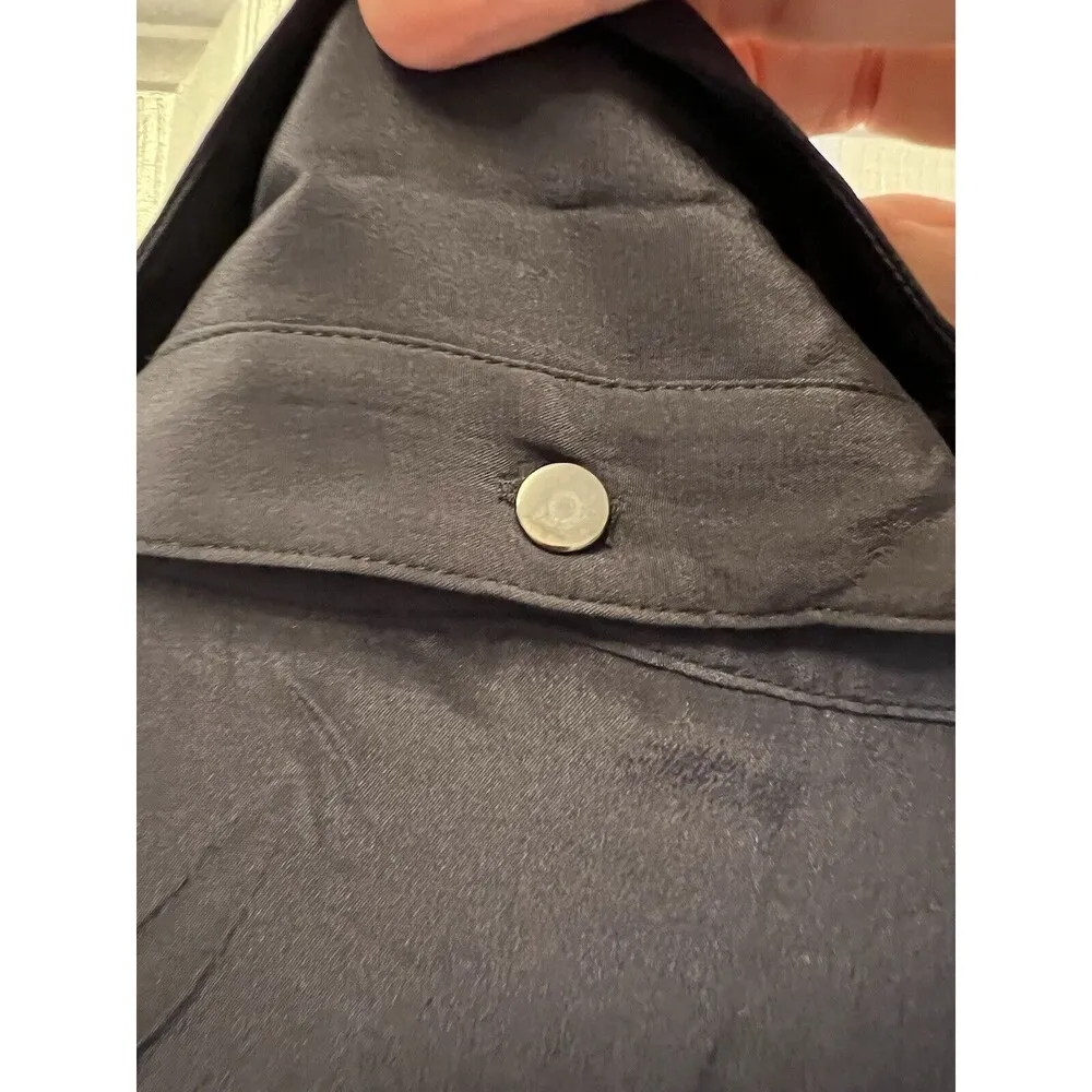 Derek Lam Crosby 10 Silk Button Up Black Blue Size 2 Removable Collar NEW - Image 10