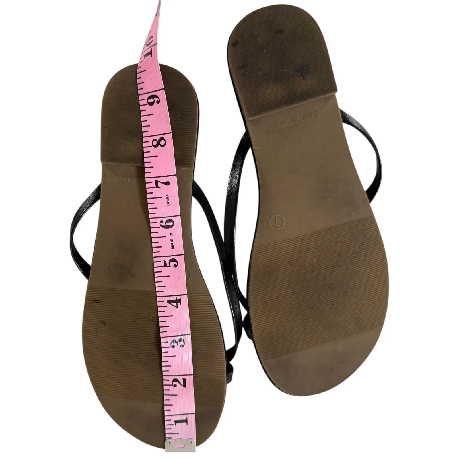 GAP Women Black Thong Flip Flops Sandals Size‎ 7 Vegan Leather Minimalist Strap - Image 3