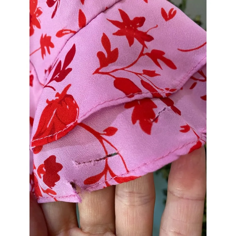 Likely Stevie Printed Flounce Floral High Rise Shorts Pink Red Women's Size 4 - Image 11