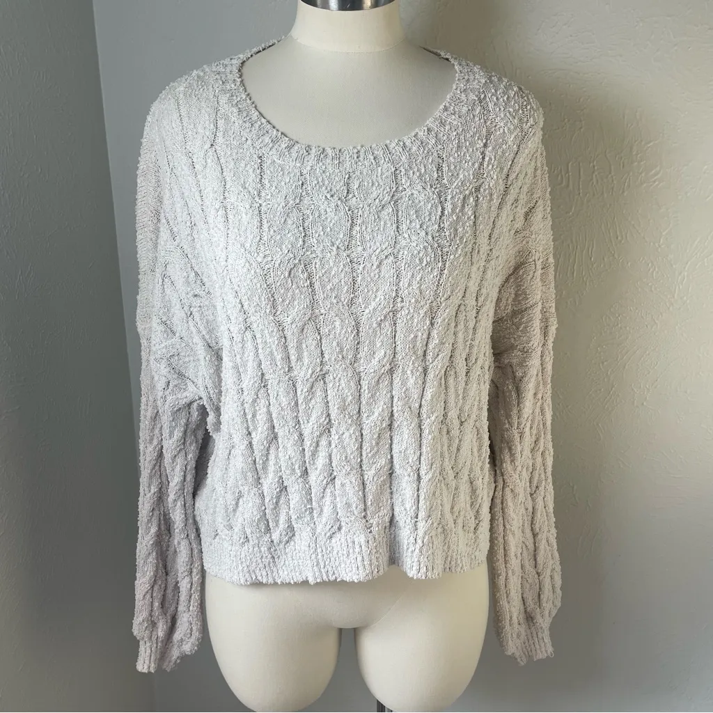 Alter’d State Chenille‎ Cable Knit Sweater Large Soft Beige Cozy Fall Layering - Image 3