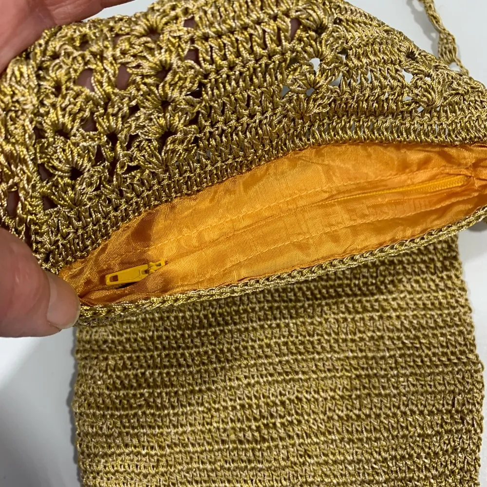 Crochet Lace Boho Lightweight Crossbody Purse Bag Tan - Image 3