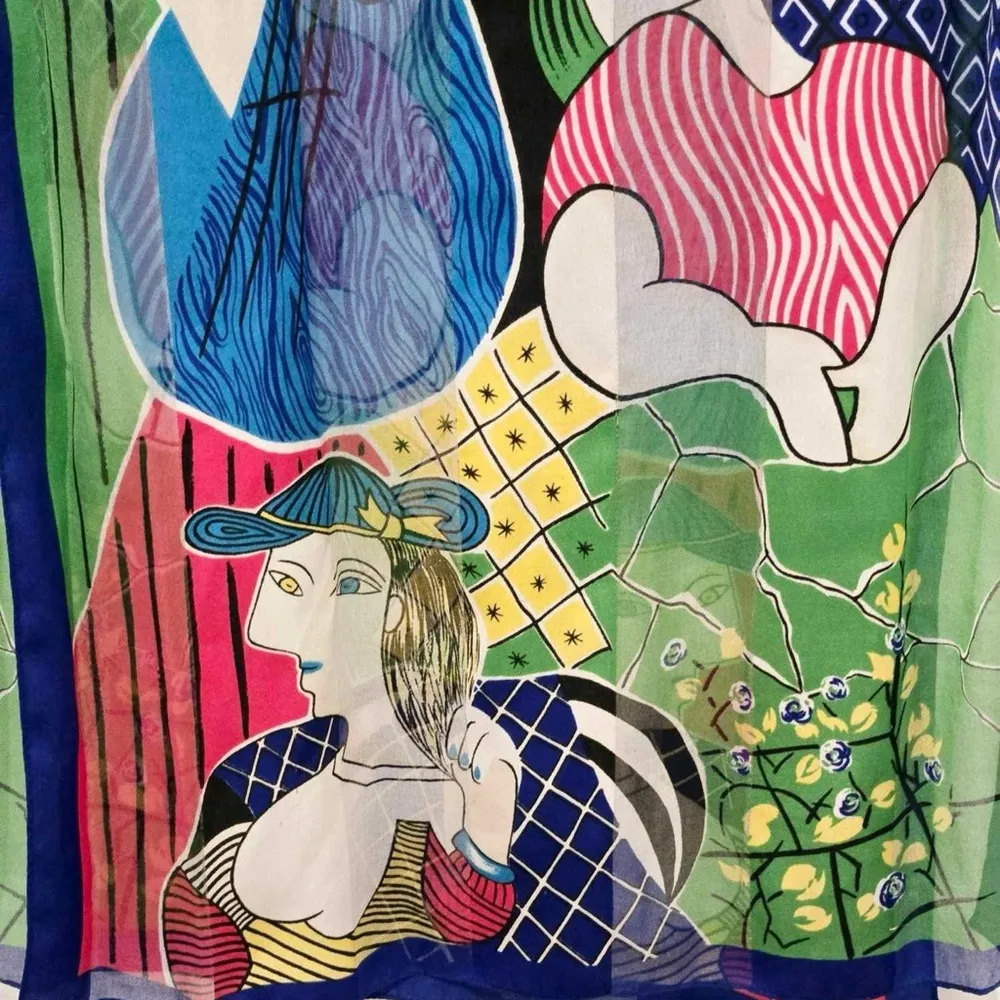 Vintage Music Picasso colorful artsy scarf Blue - Image 7