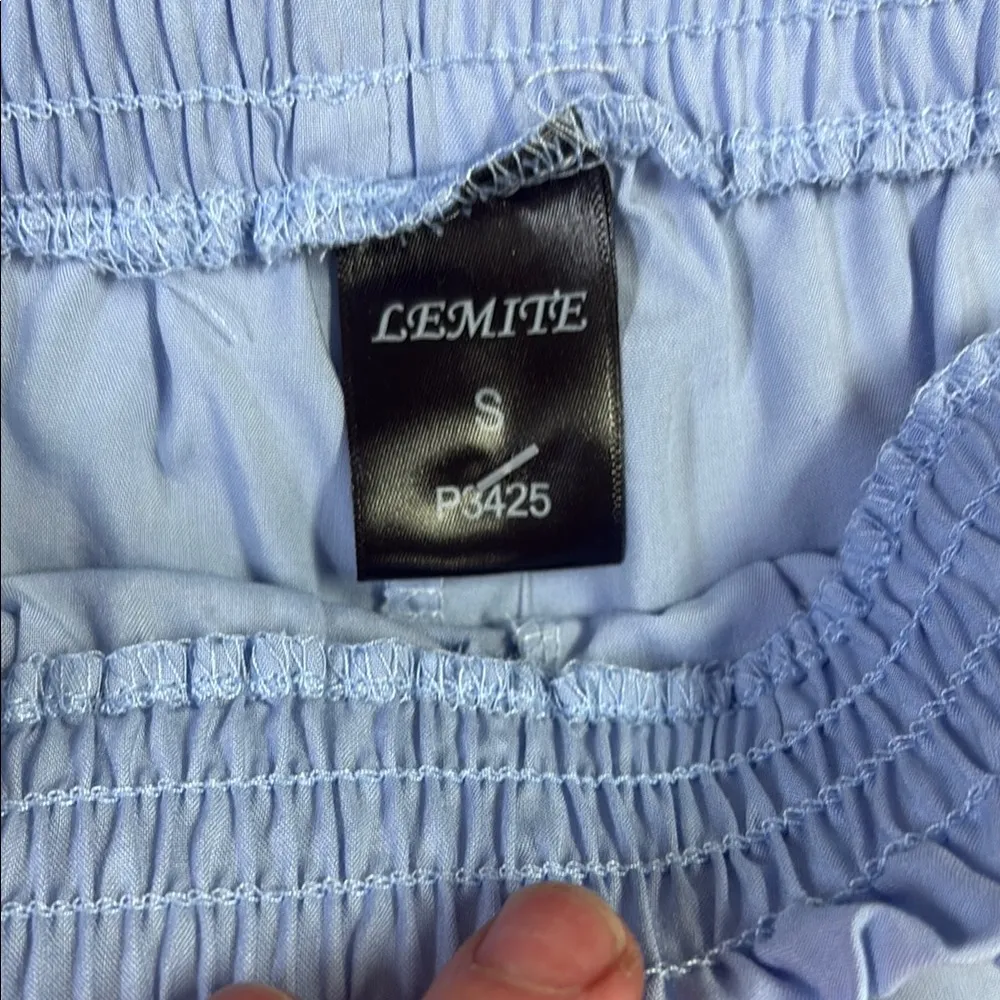 High Waist Blue Lounge Shorts with Elastic Waistband - Image 2