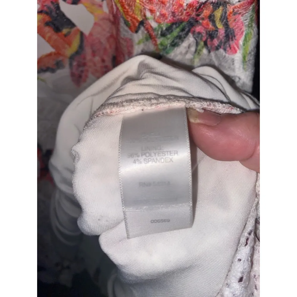 Women's Bisou Bisou Floral Dress Size 16 White Pink - Image 3