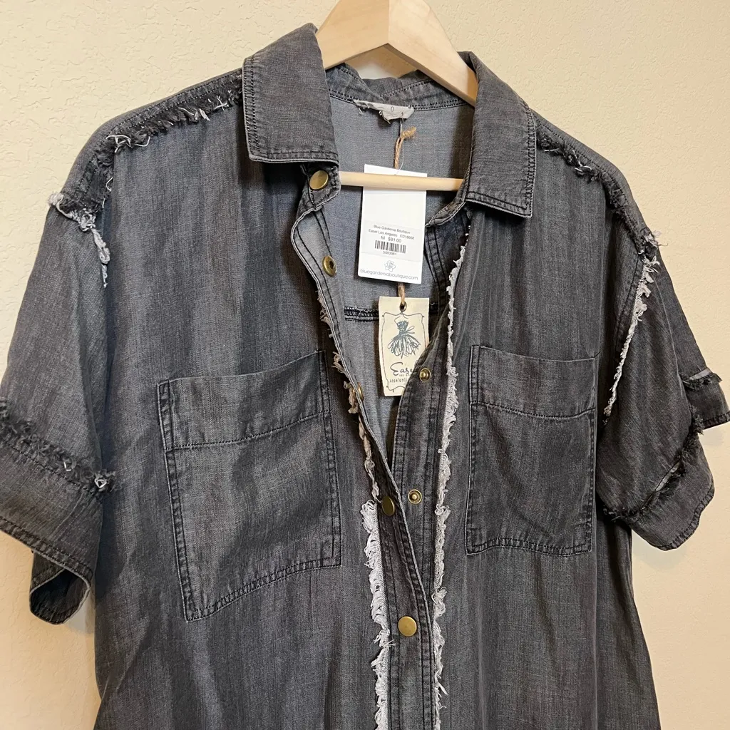 Easel NWT Denim Button-Up Shirt Dress - Image 3