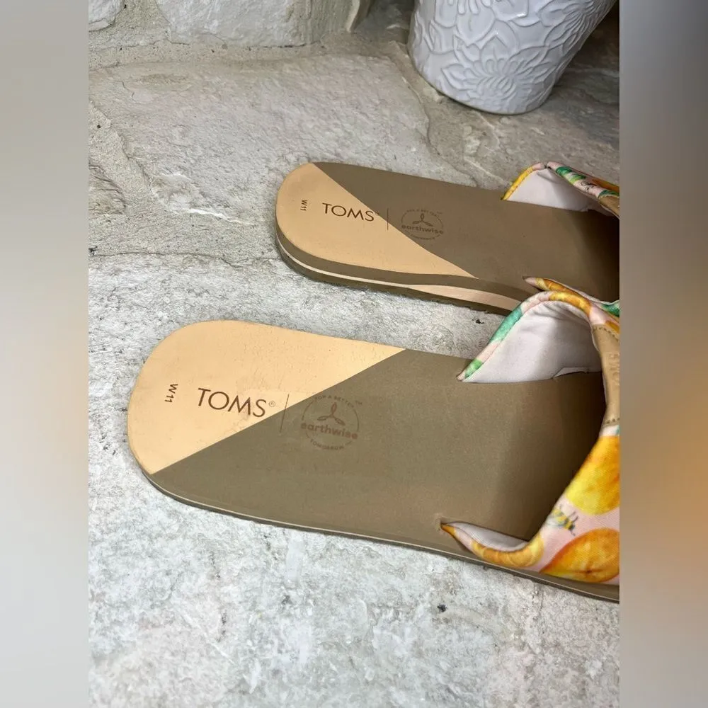 TOMS Carly Pale Pink Fabric Sunkissed Oranges Slip On Slides Sandals sz 11 - Image 3