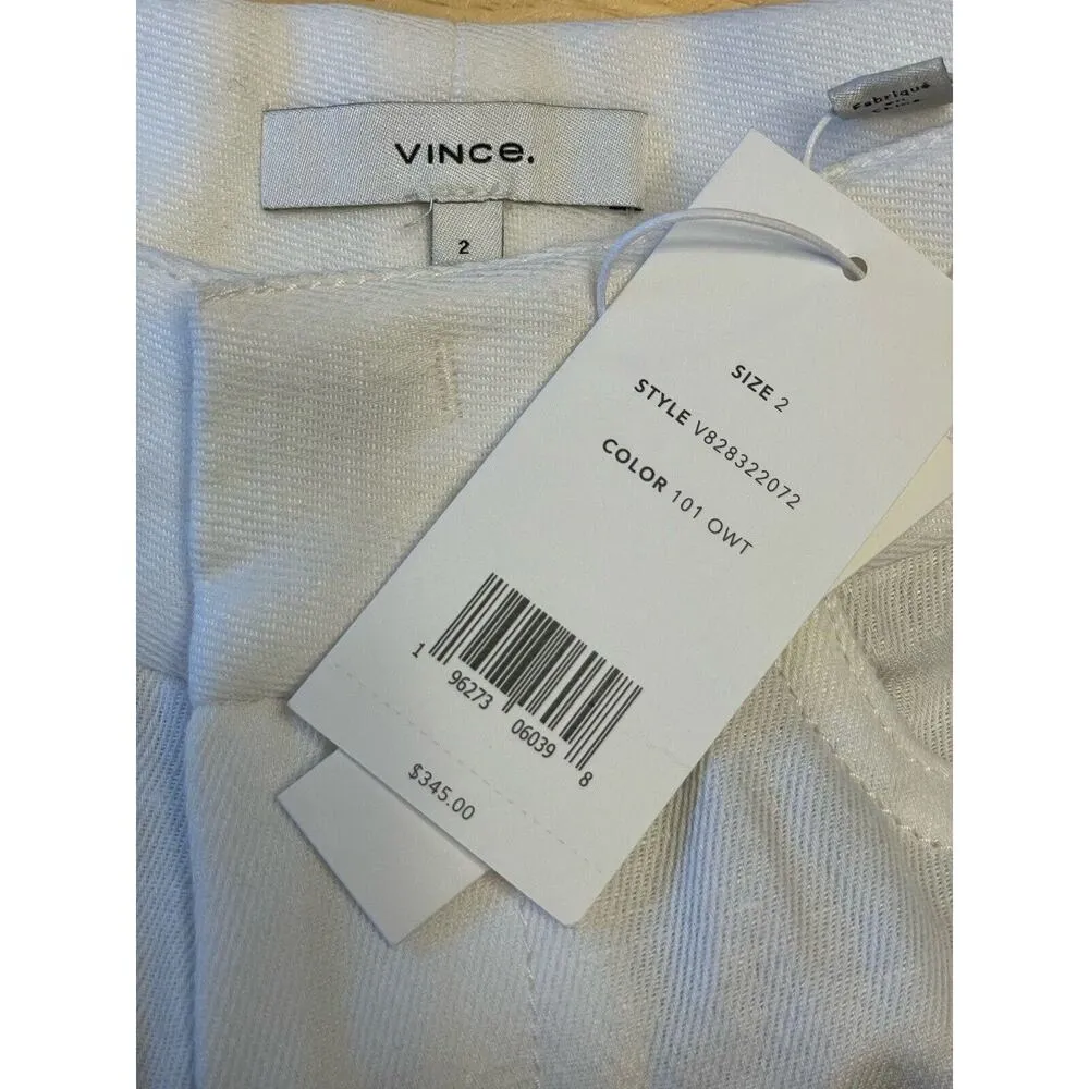 Vince Tie Front Crop Wide Pants Women Size 2 White Linen Cotton Coastal Boho NEW - Image 6