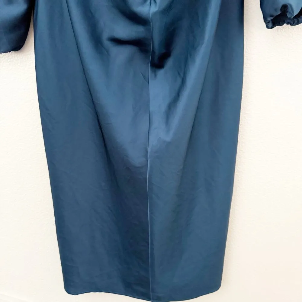 BANANA REPUBLIC | NWT Silky Column Midi Dress Peacock Blue Green Teal | Size 16 - Image 7