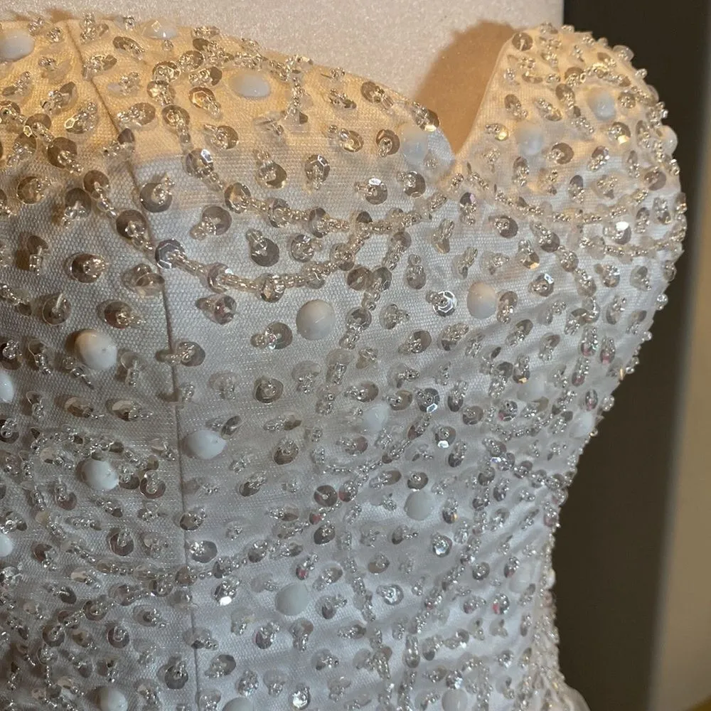 Women’s Wedding Dress Sweetheart Neckline Corset Back Ruffle Skirt Size S White - Image 3