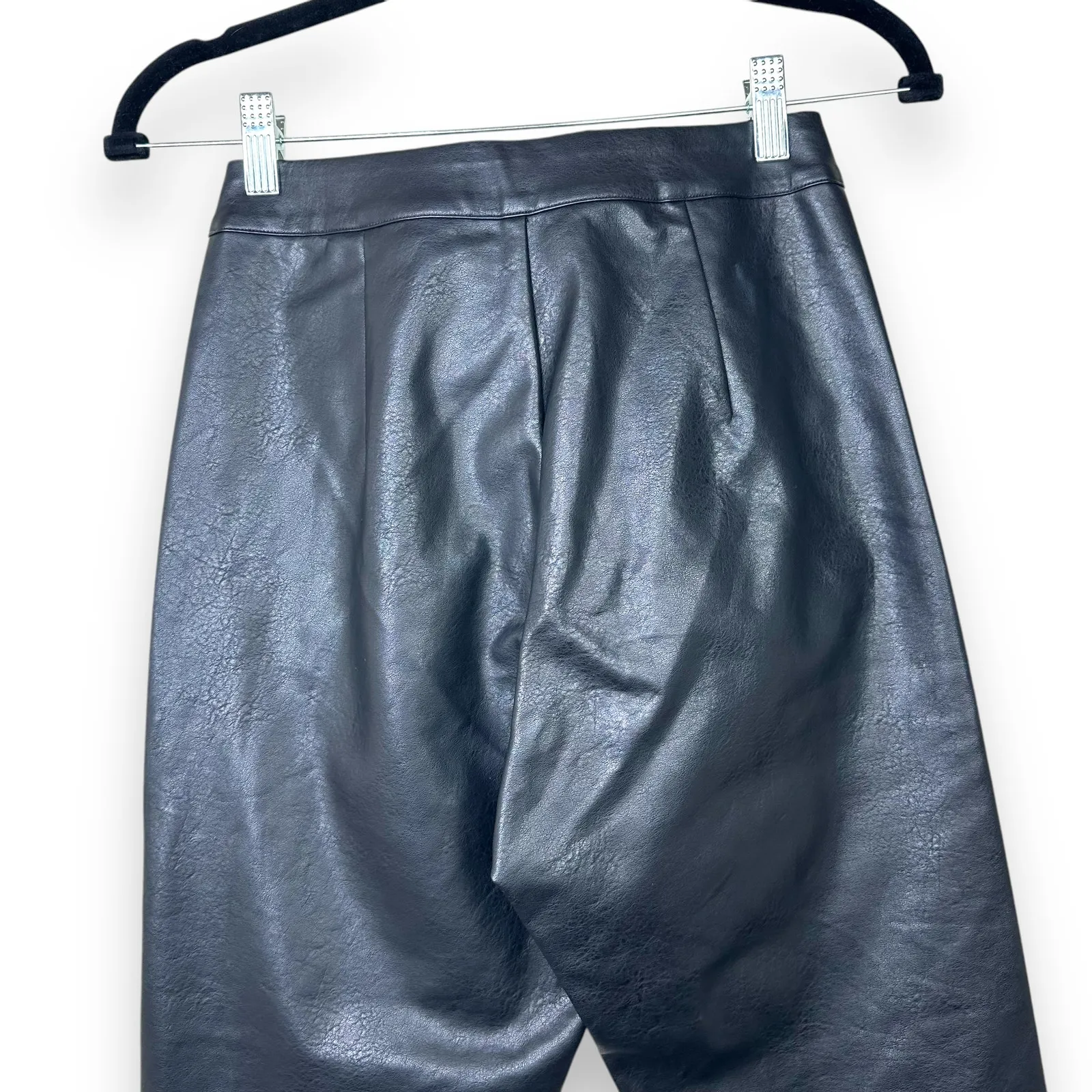 Danielle Guizio Black Ultra High Waisted Faux Leather Belted Skinny Pants Small - Image 11