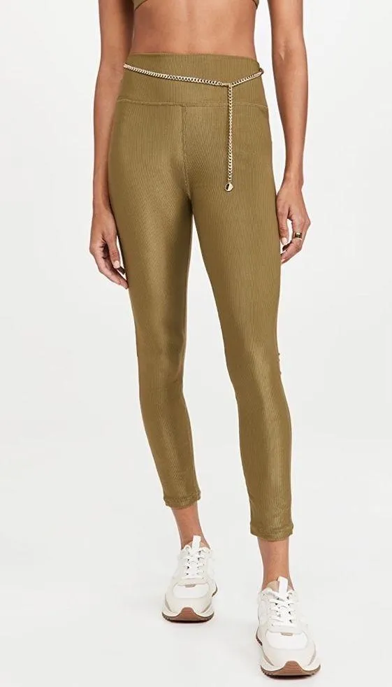 NWOT WeWoreWhat Active Chain High Rise Leggings NO CHAIN BELT Olive Green - Image 3