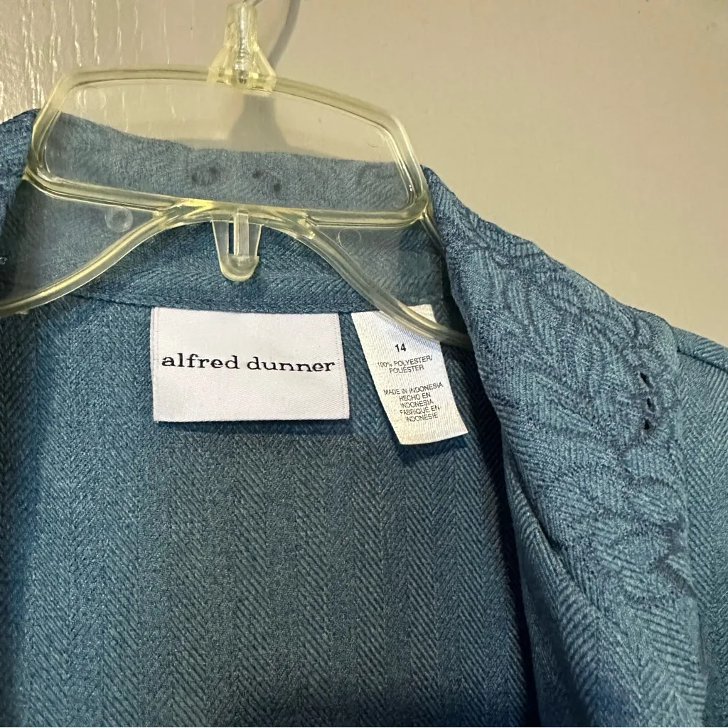 Alfred Dunner Blue Floral Embroidered Embellished Jacket Size 14 Classy Church - Image 3