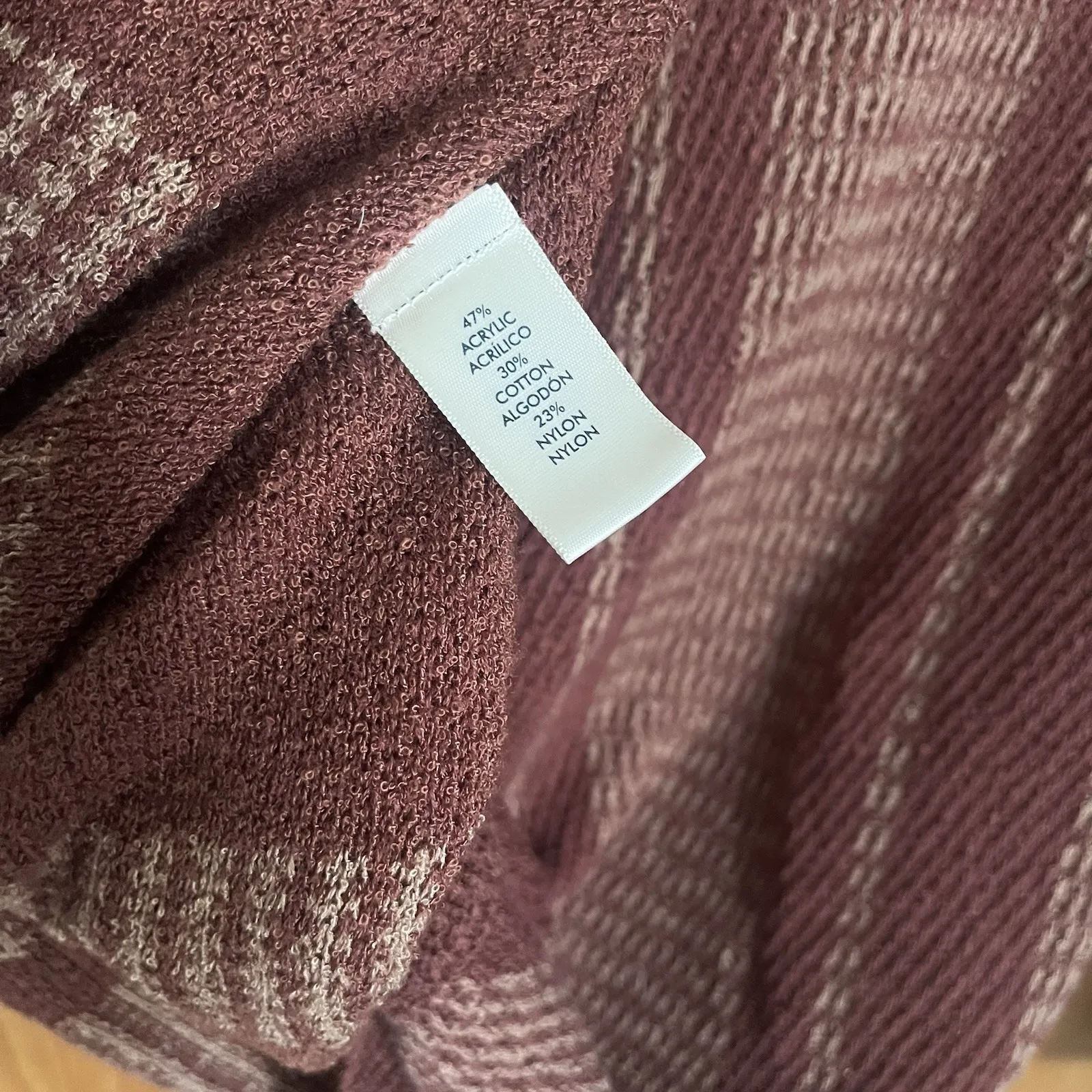 BKE Womans Large Root Beer Jacquard Hooded Pullover Sweater Oversized Open Weave - Image 8