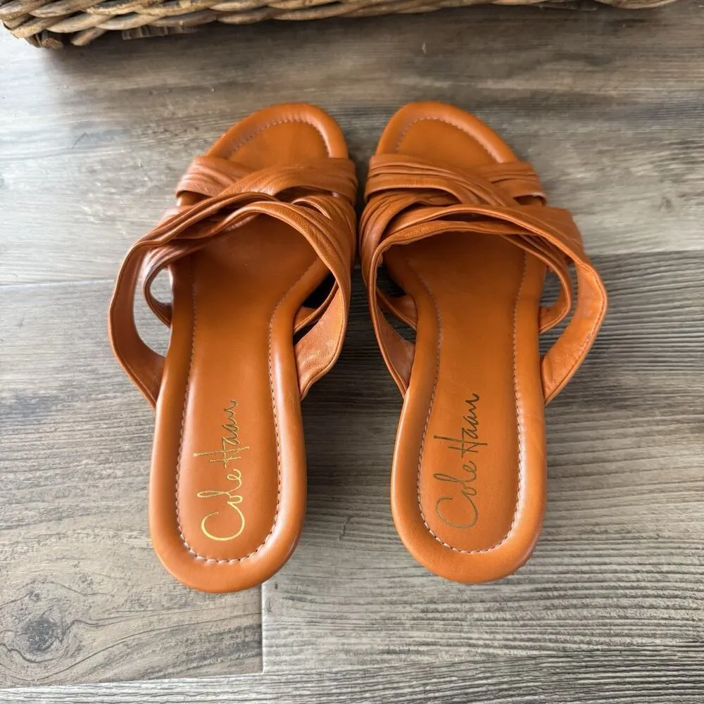 Cole Haan Orange Leather Slide Sandals with Air Soles Size 8B - Image 3
